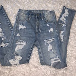 American Eagle double sided ripped jeans